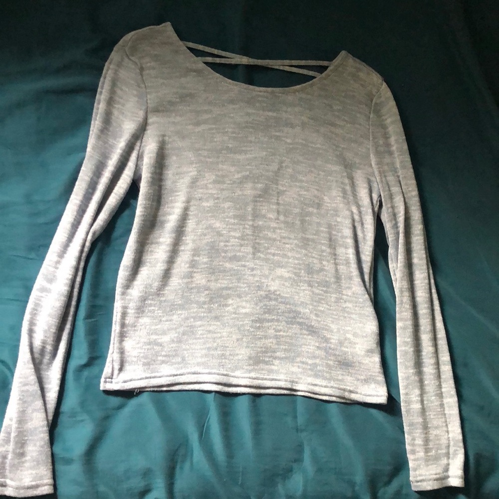 Blue long sleeve crop top